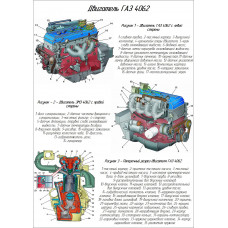 Чертеж Плакат Двигатель ГАЗ 4062 Чертеж Плакат Двигатель ГАЗ 4062